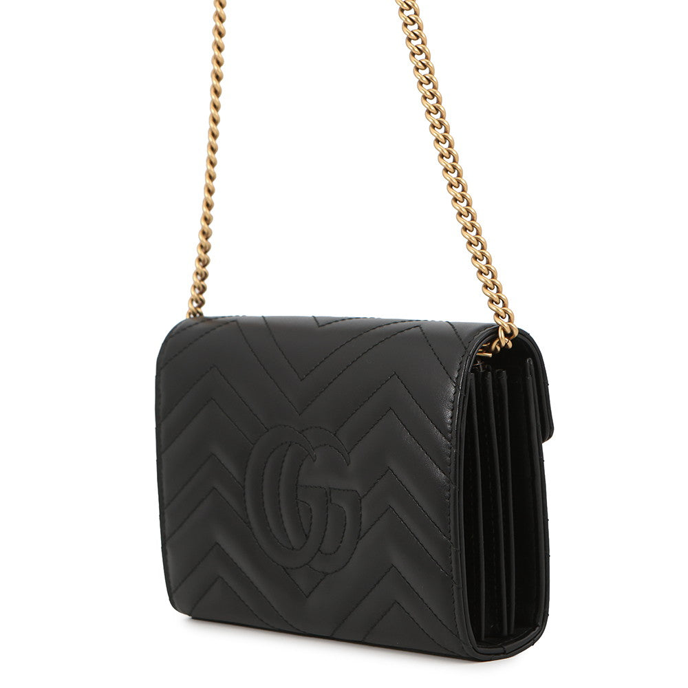 GUCCI GG Marmont Chain wallet Black474575 Leather