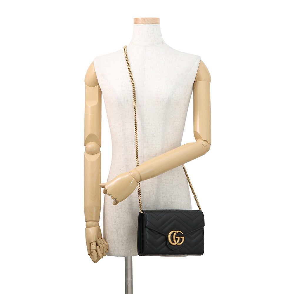 GUCCI GG Marmont Chain wallet Black474575 Leather