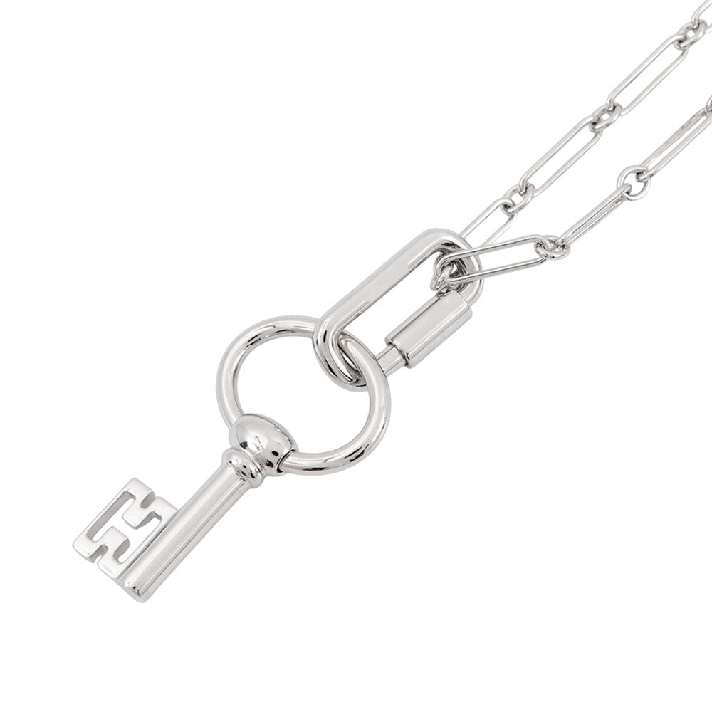 HERMES Long Necklace Curiosite Metal