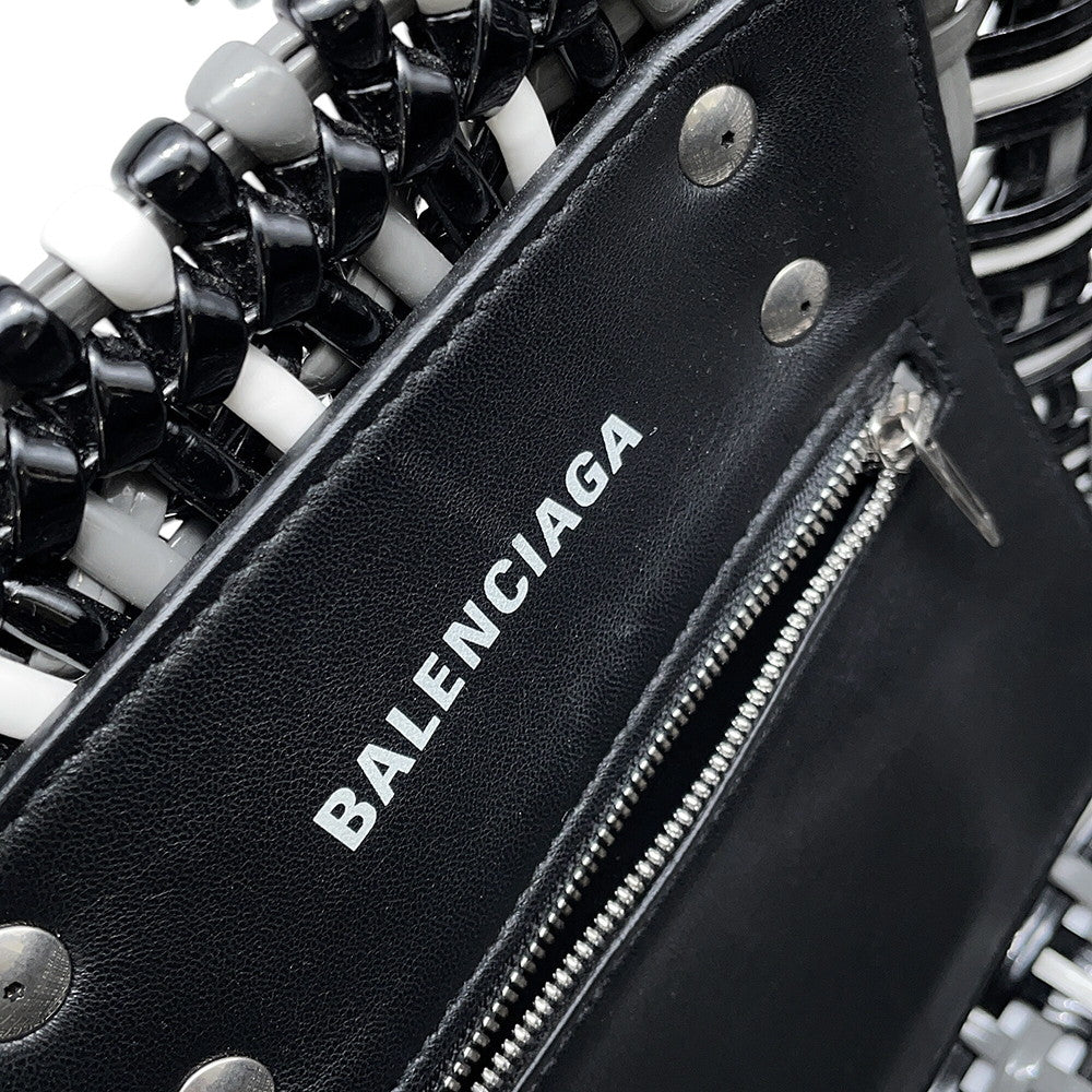 BALENCIAGA Bistro Basket Bag Black/Gray/White671342 Patent Leather Size XS