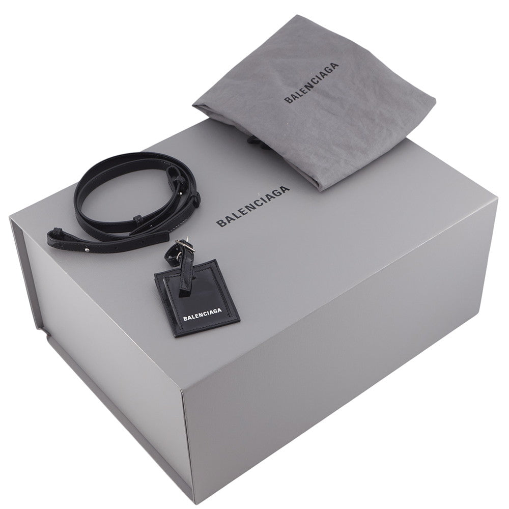 BALENCIAGA Bistro Basket Bag Black/Gray/White671342 Patent Leather Size XS
