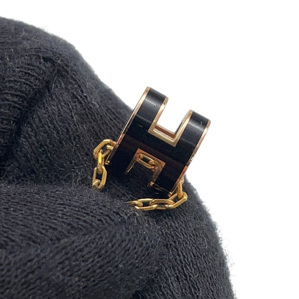 HERMES Pop Ash Necklace Size Mini Black Lacquer Gold Plated