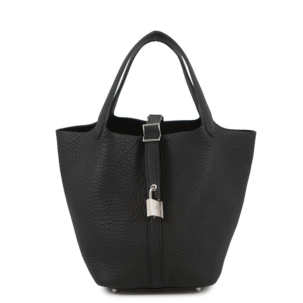 HERMES Picotin Lock Black Taurillon Clemence Size PM