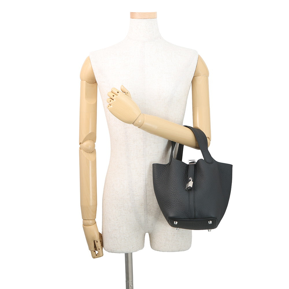 HERMES Picotin Lock Black Taurillon Clemence Size PM