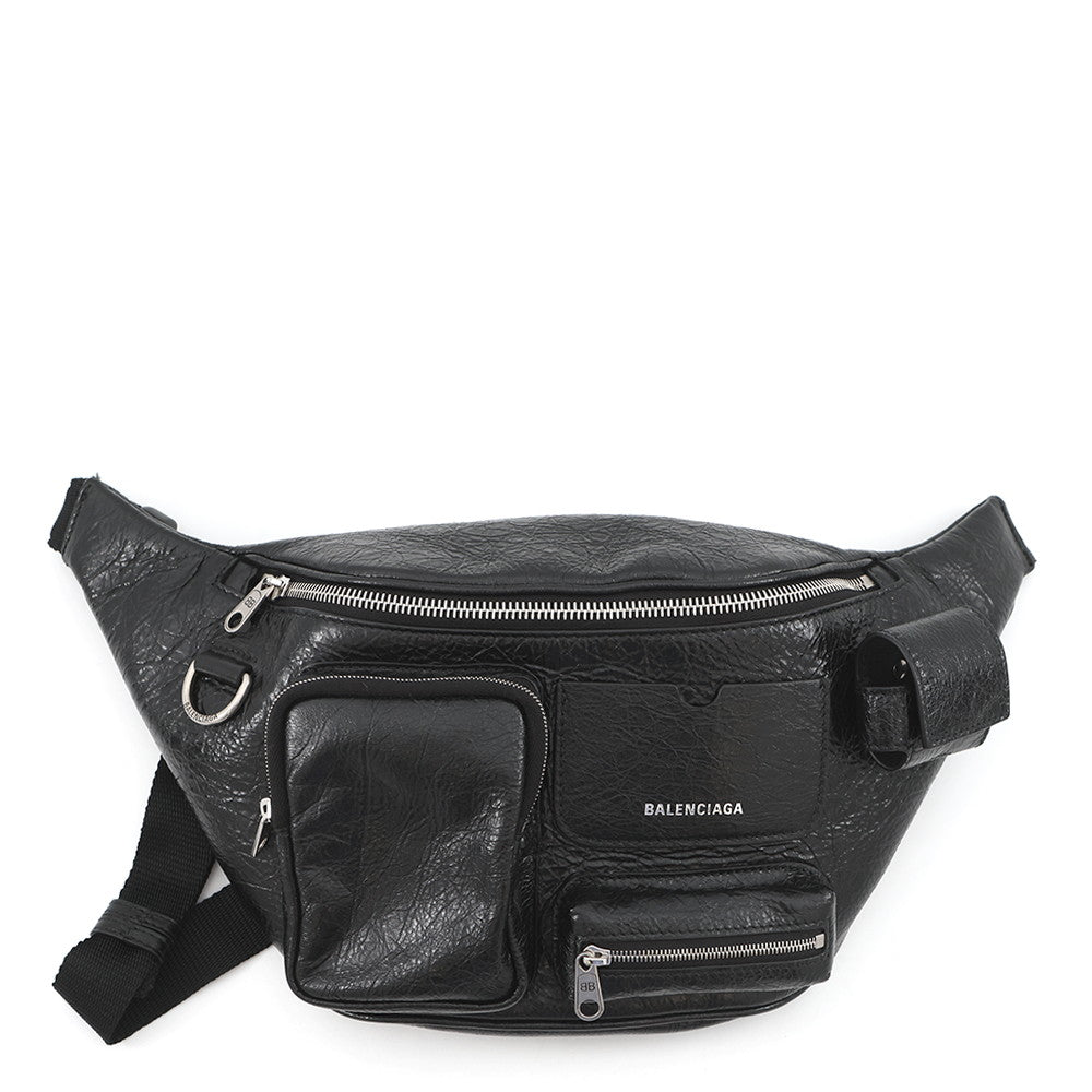 BALENCIAGA SUPERBUSY Belt Bag Black703143 Leather