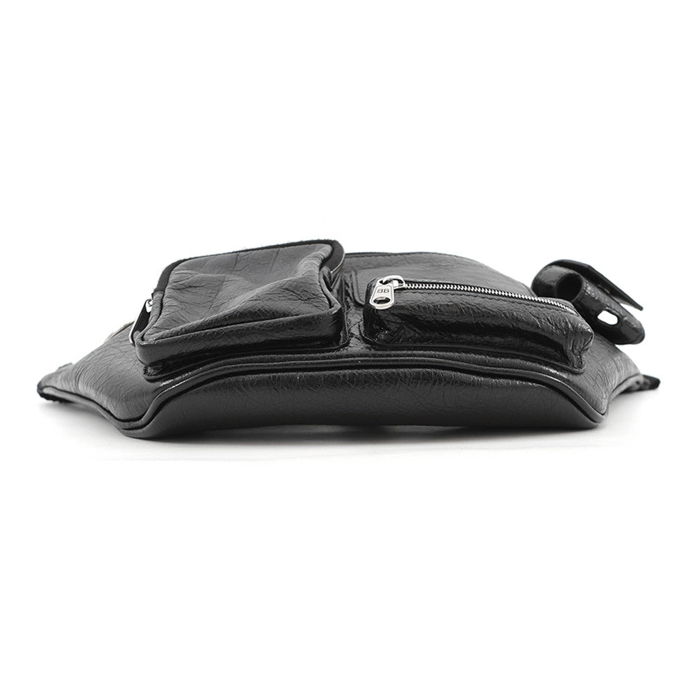 BALENCIAGA SUPERBUSY Belt Bag Black703143 Leather