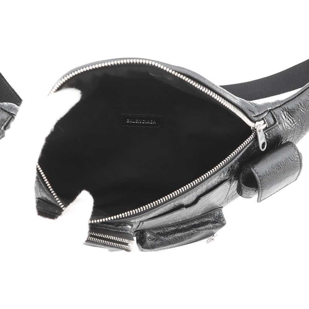 BALENCIAGA SUPERBUSY Belt Bag Black703143 Leather