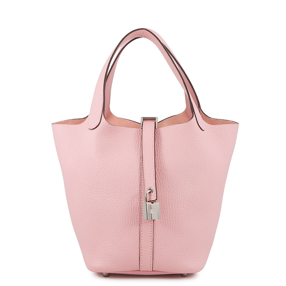 HERMES Picotin Lock Rose Sakura Taurillon Clemence Size PM