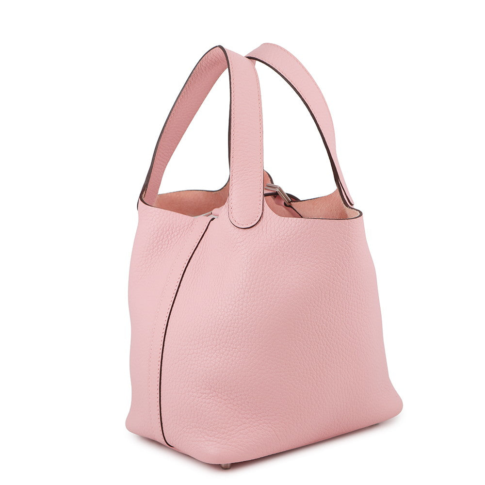 HERMES Picotin Lock Rose Sakura Taurillon Clemence Size PM