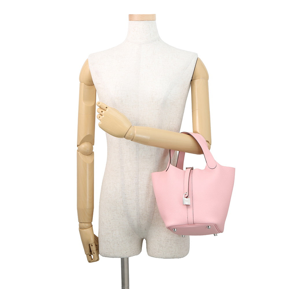 HERMES Picotin Lock Rose Sakura Taurillon Clemence Size PM