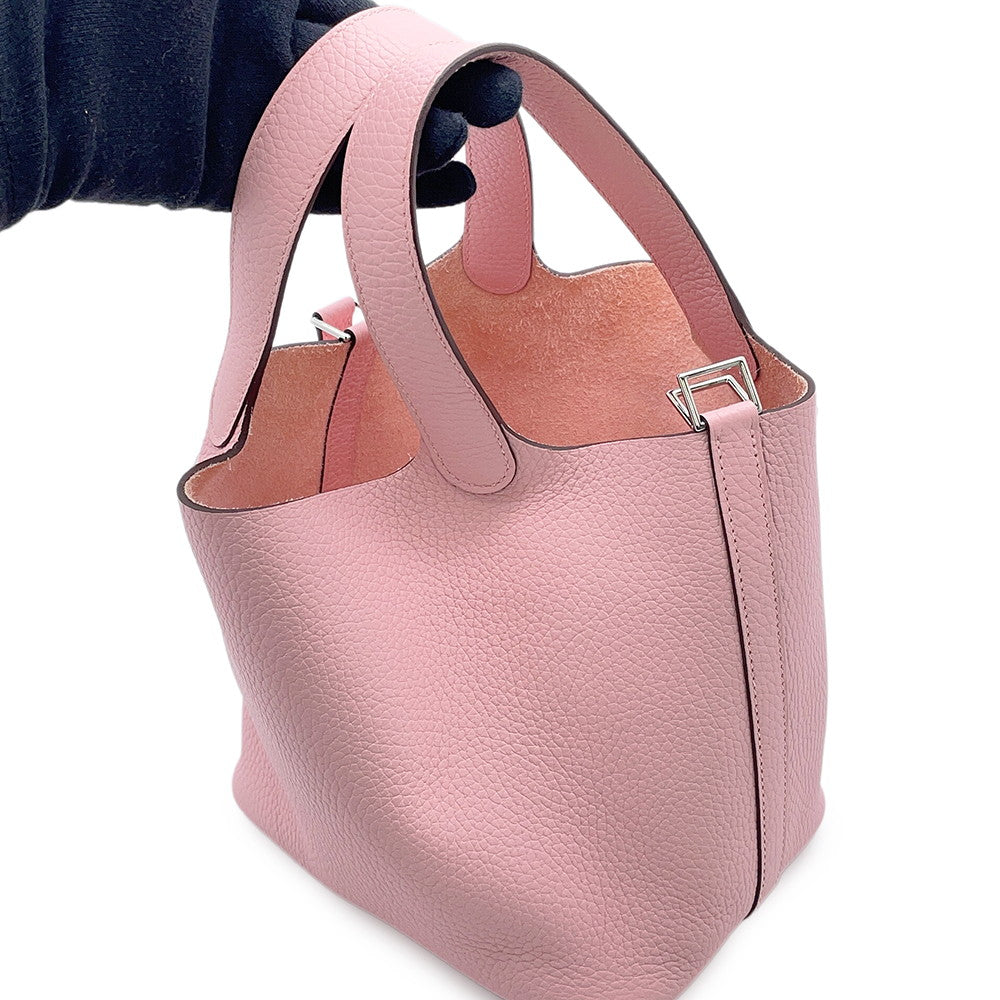 HERMES Picotin Lock Rose Sakura Taurillon Clemence Size PM