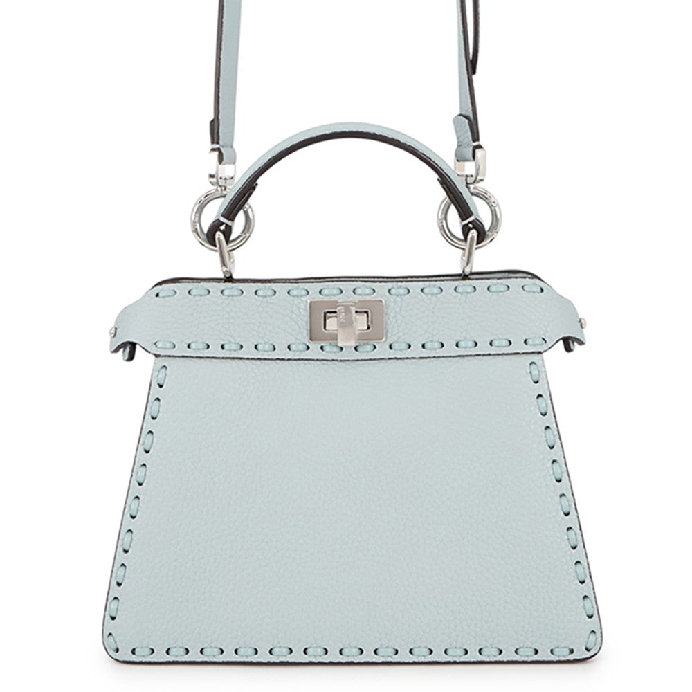FENDI Peekaboo Selleria I see you Light Blue8BN335 Leather Size Petit
