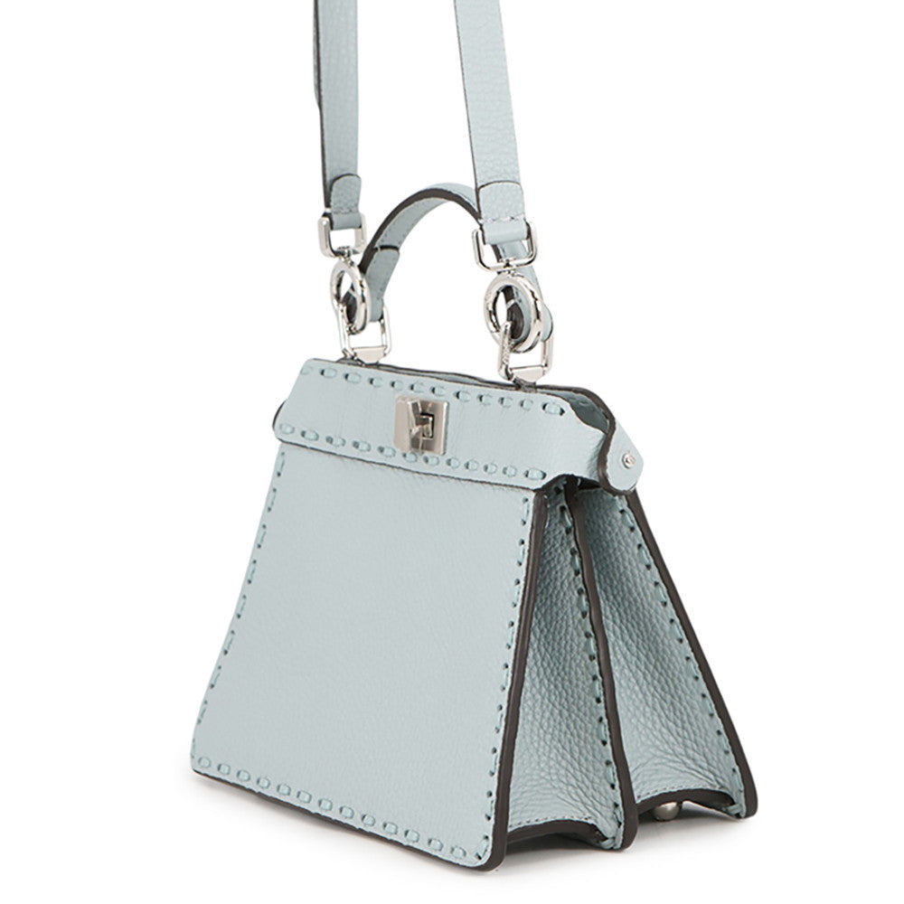 FENDI Peekaboo Selleria I see you Light Blue8BN335 Leather Size Petit