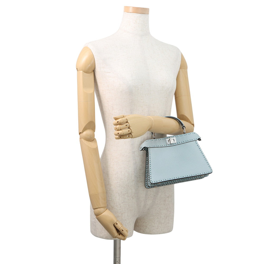 FENDI Peekaboo Selleria I see you Light Blue8BN335 Leather Size Petit