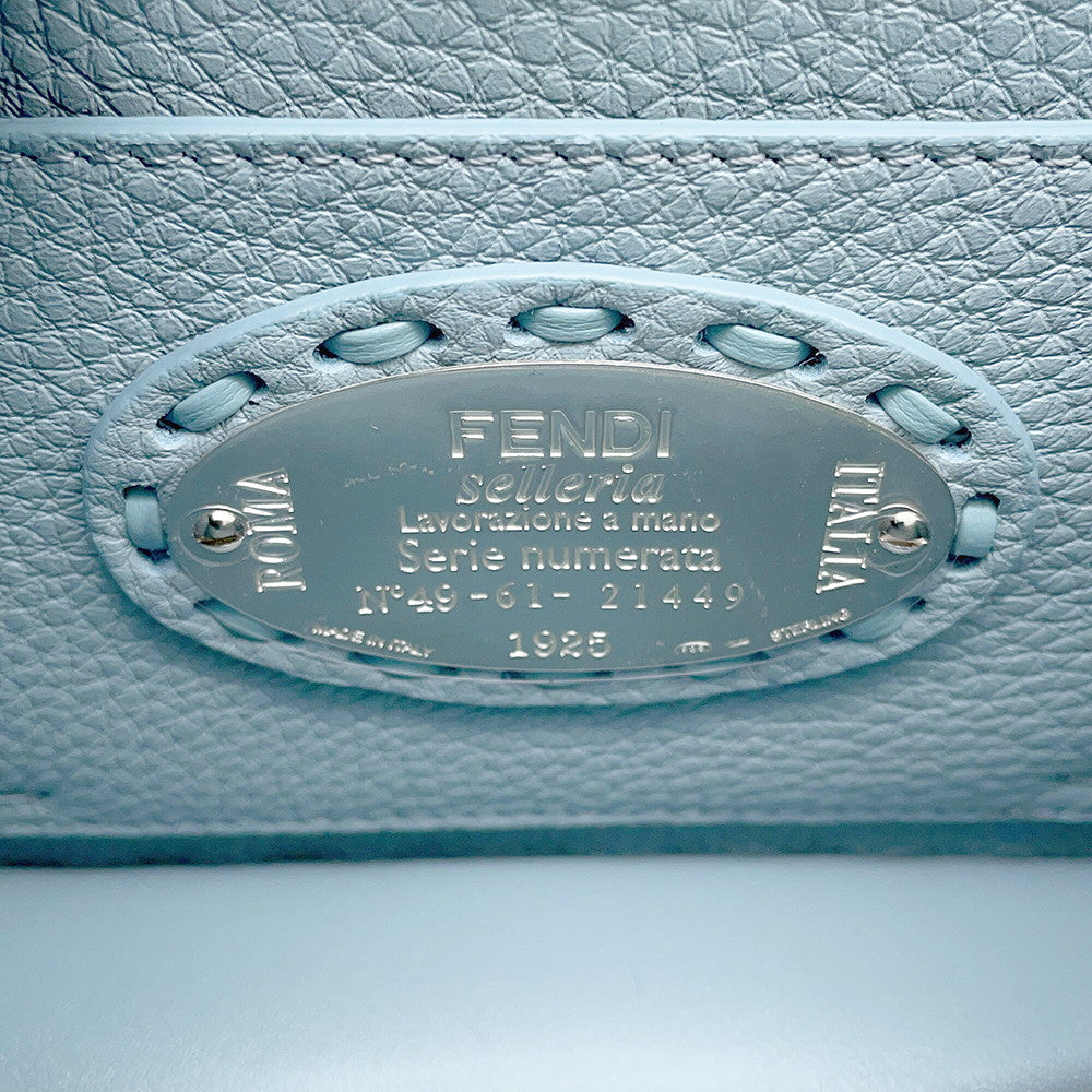 FENDI Peekaboo Selleria I see you Light Blue8BN335 Leather Size Petit