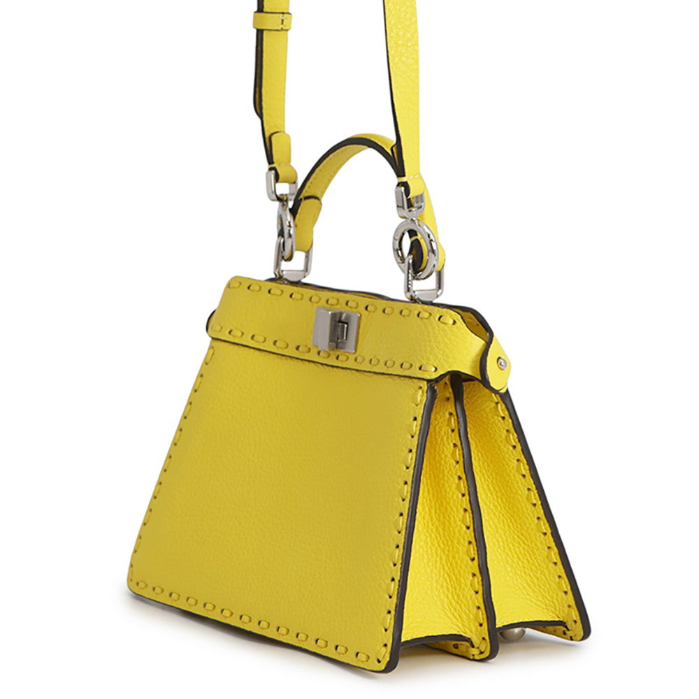 FENDI Peekaboo Selleria I see you Yellow8BN335 Leather Size Petit