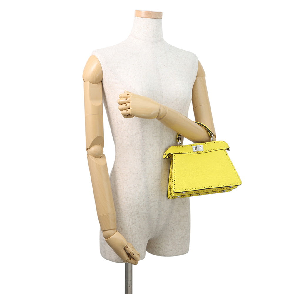 FENDI Peekaboo Selleria I see you Yellow8BN335 Leather Size Petit