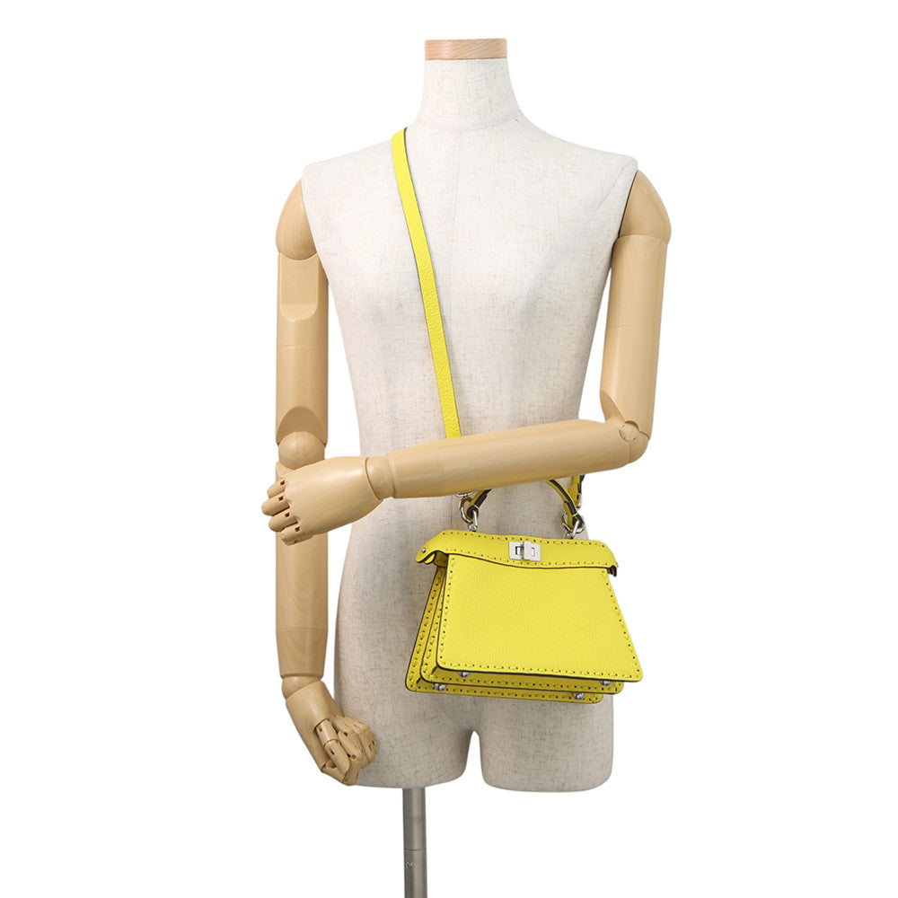 FENDI Peekaboo Selleria I see you Yellow8BN335 Leather Size Petit