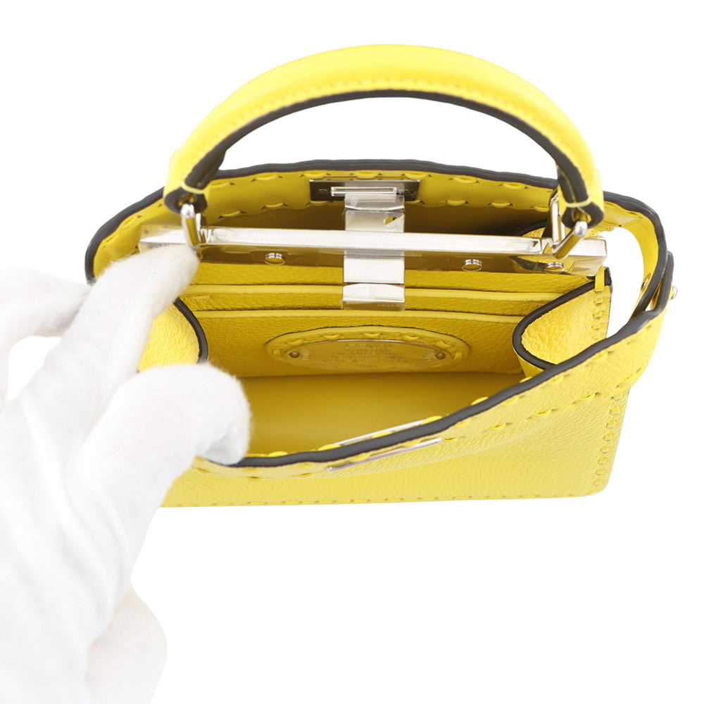 FENDI Peekaboo Selleria I see you Yellow8BN335 Leather Size Petit