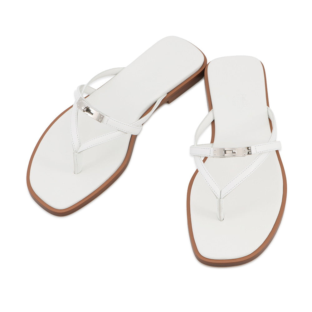 HERMES Sandals Miss WhiteH261038Z Calf Leather Size 36