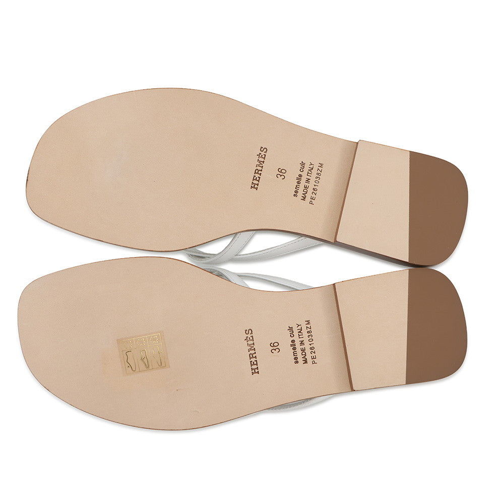 HERMES Sandals Miss WhiteH261038Z Calf Leather Size 36