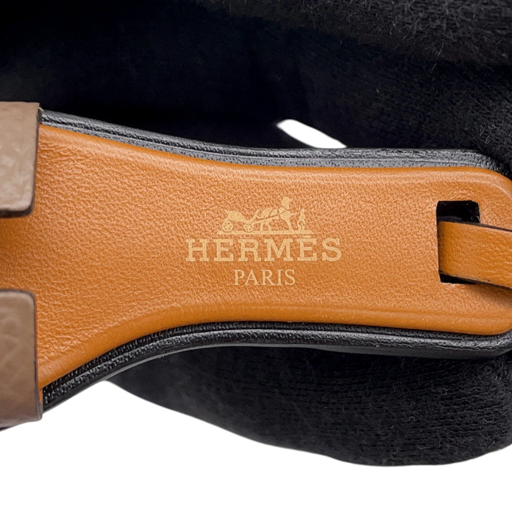 HERMES Oran Nano Bag Charm Etoupe/Natural Sable/Black Epsom Swift Leather
