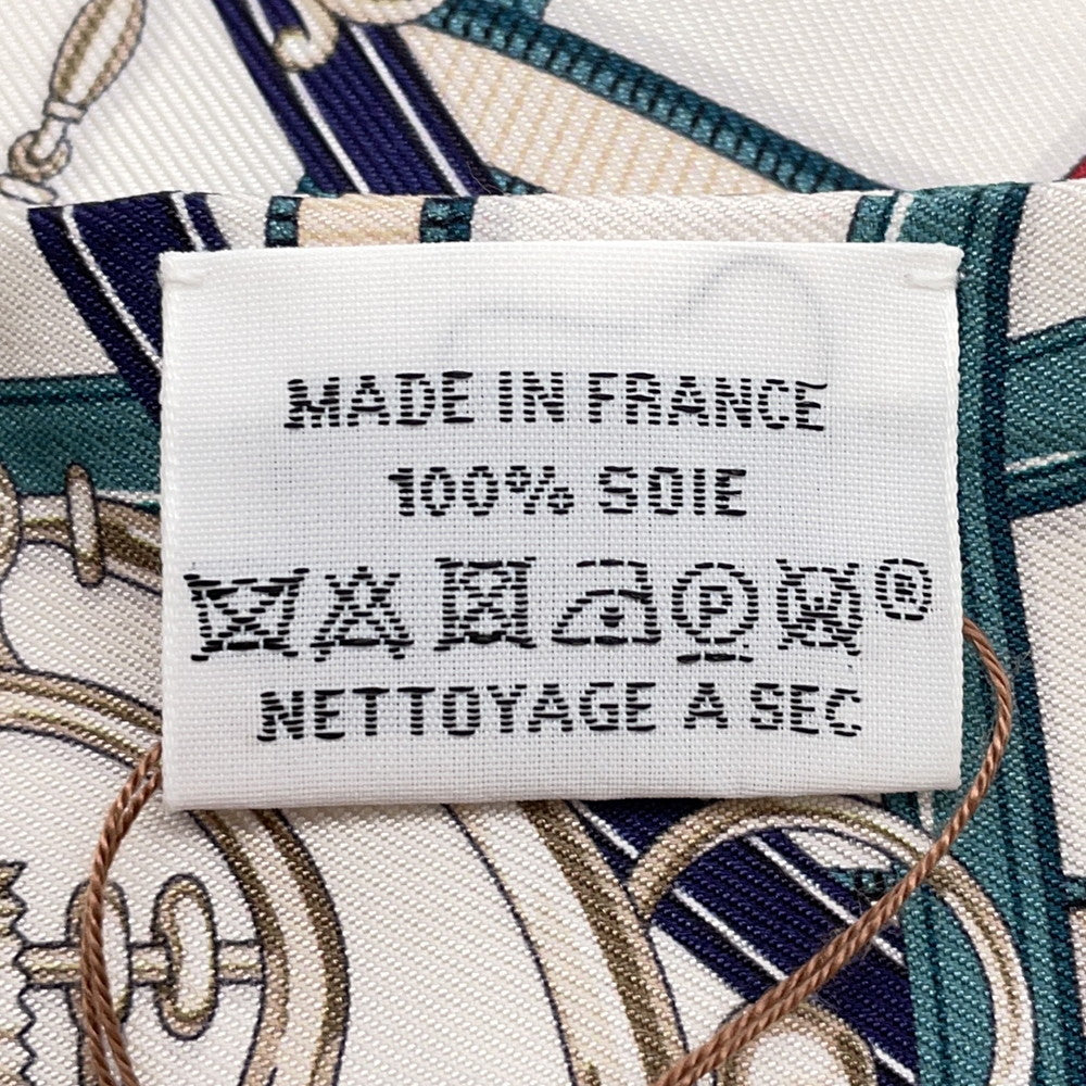 HERMES Twilly Legendary Harness White/Blue, Jean/Bois de Rose Silk100%