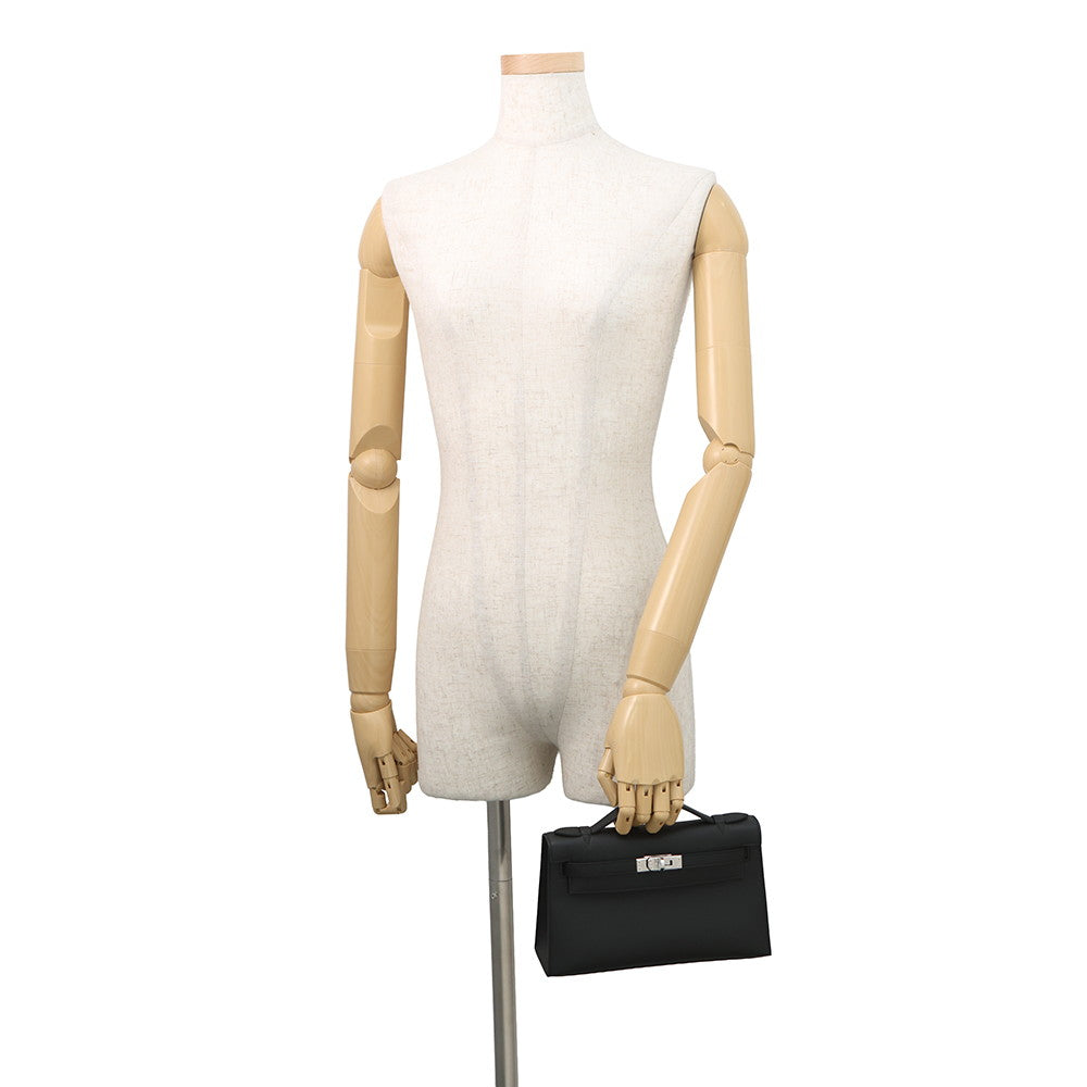 HERMES PochetteKelly Black Swift Leather