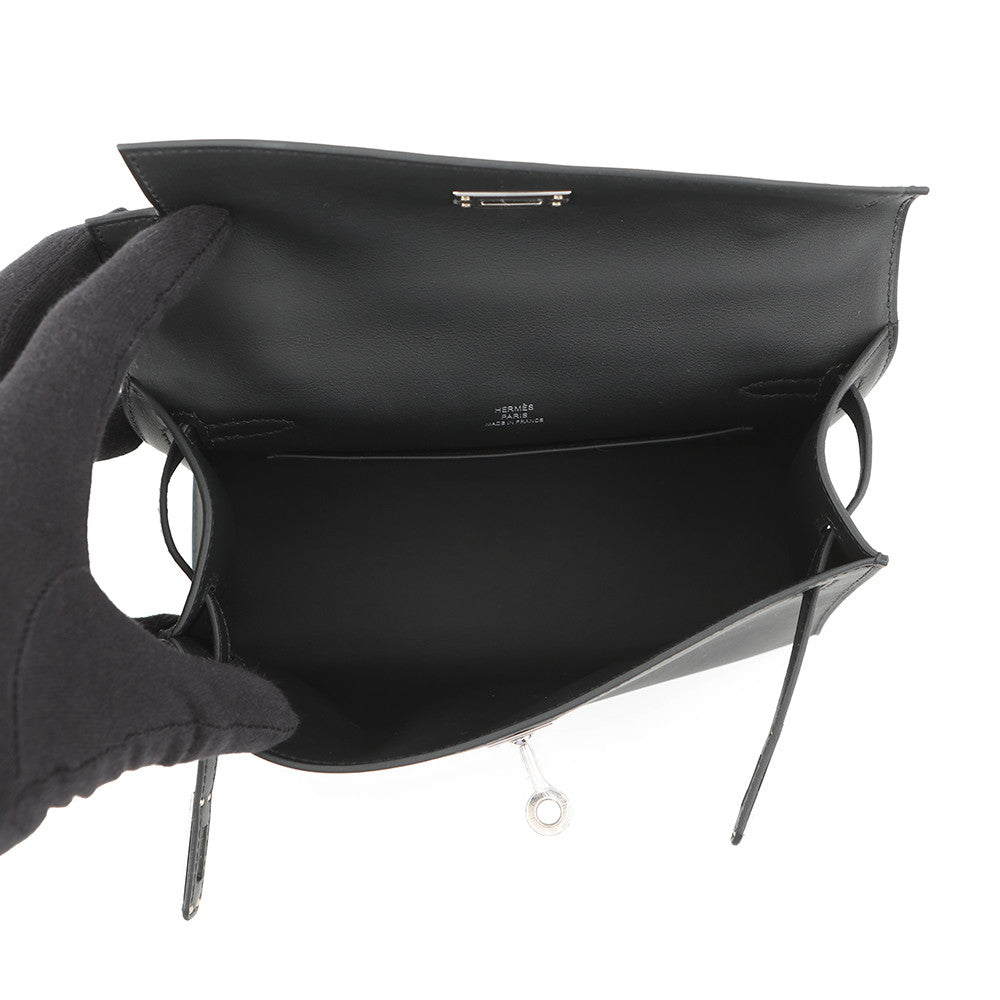 HERMES PochetteKelly Black Swift Leather