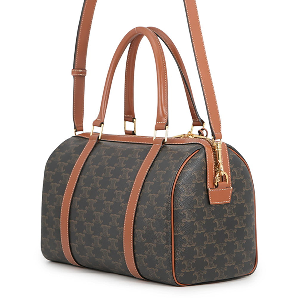 CELINE 2WAY Travel Bag Triomphe Tan190372CAS.04LU PVC Calf Leather