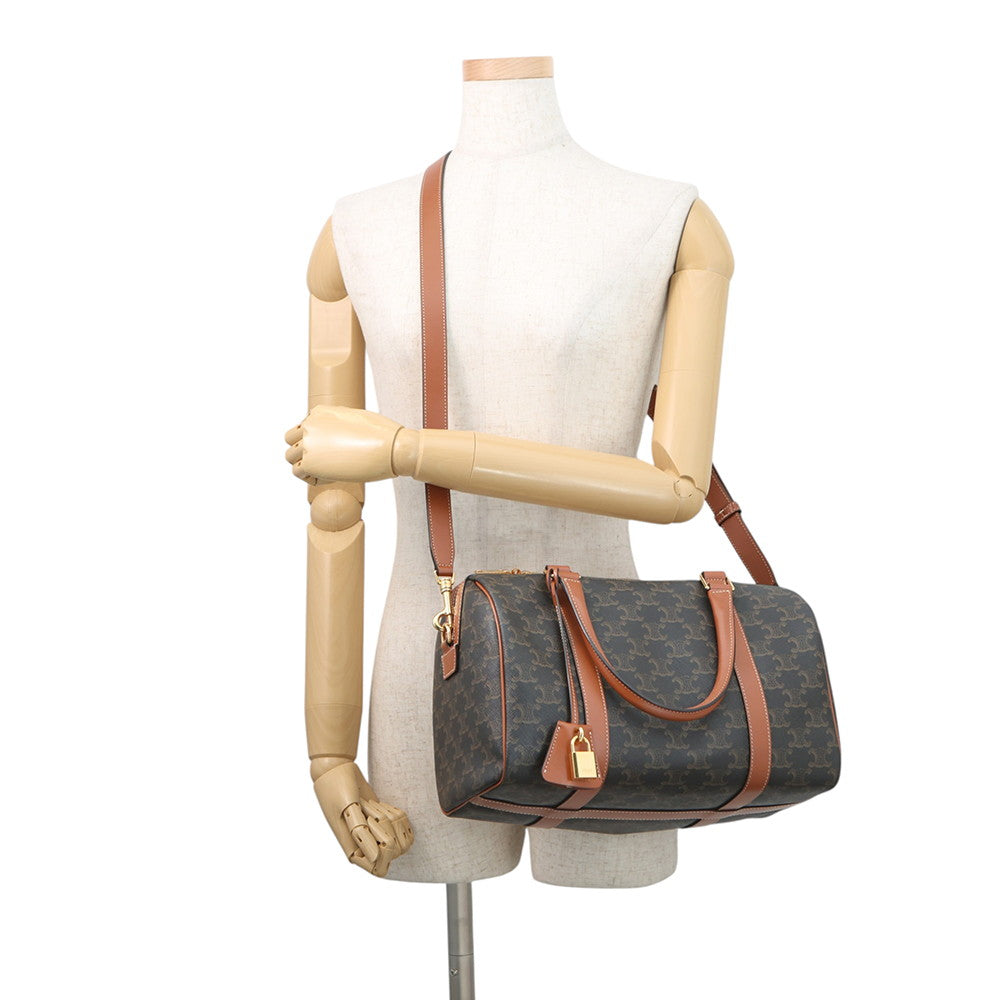 CELINE 2WAY Travel Bag Triomphe Tan190372CAS.04LU PVC Calf Leather