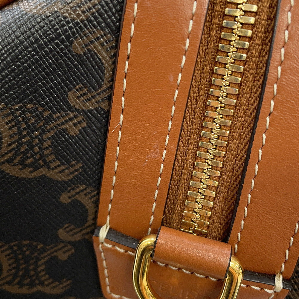CELINE 2WAY Travel Bag Triomphe Tan190372CAS.04LU PVC Calf Leather