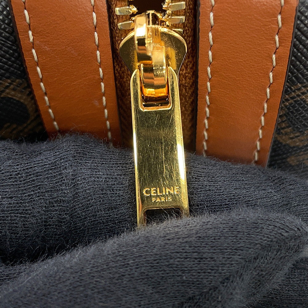 CELINE 2WAY Travel Bag Triomphe Tan190372CAS.04LU PVC Calf Leather