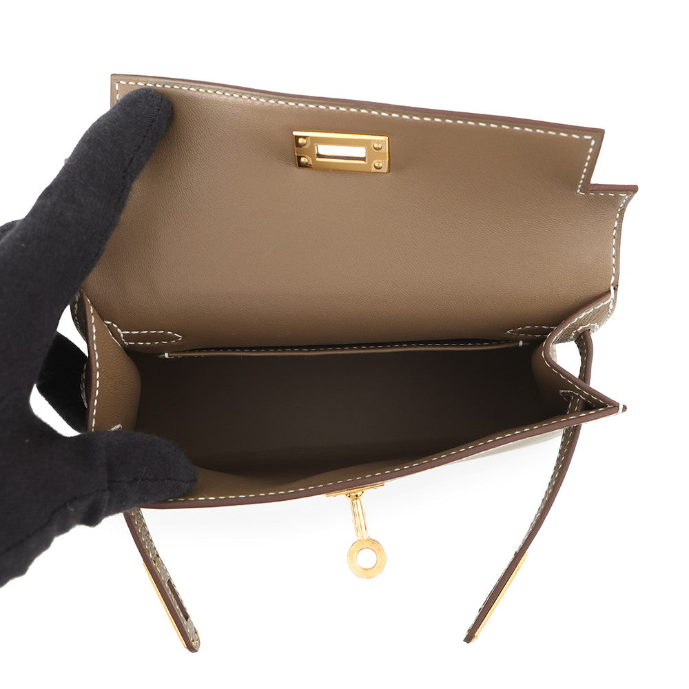 HERMES Mini Kelly 2 Etoupe Epsom