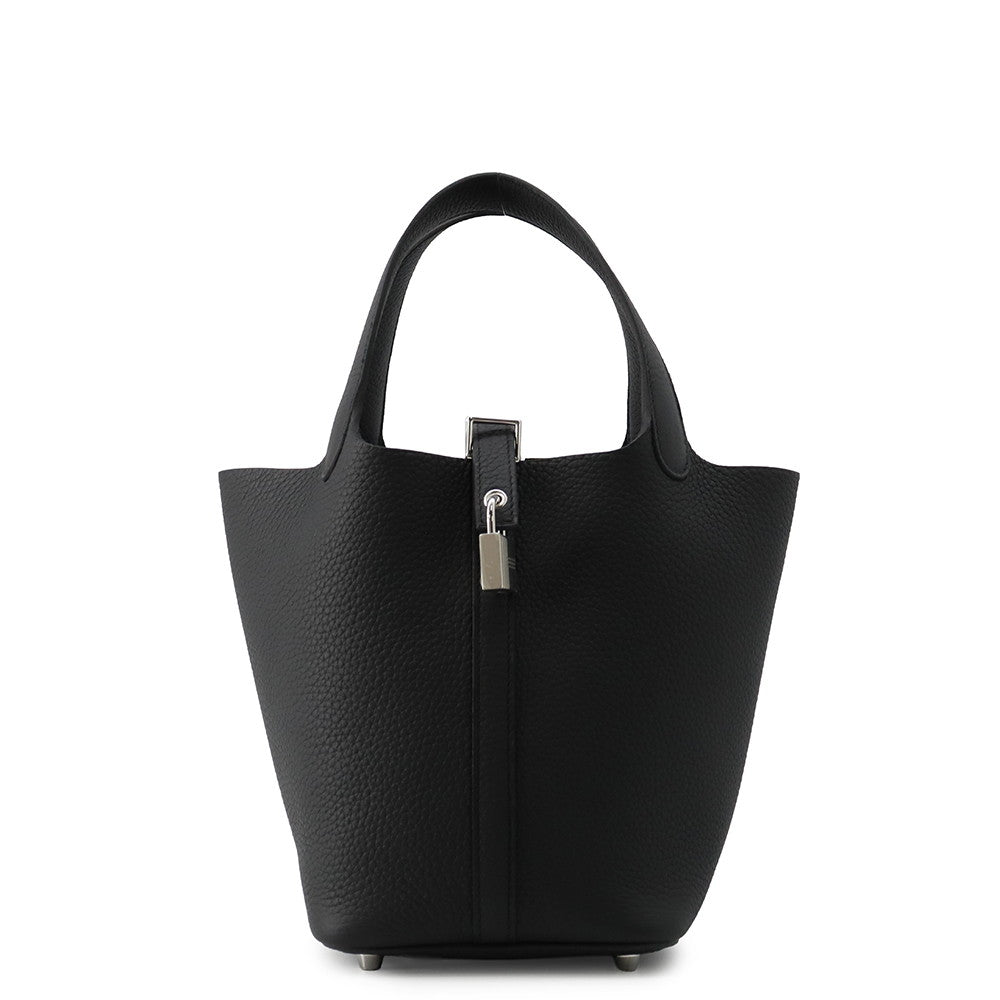 HERMES Picotin Lock Black Taurillon Clemence Size PM