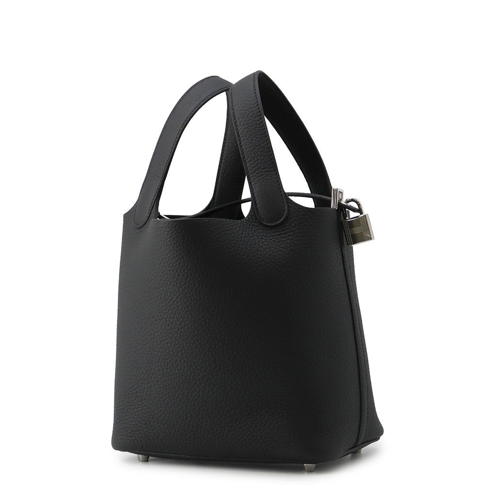 HERMES Picotin Lock Black Taurillon Clemence Size PM