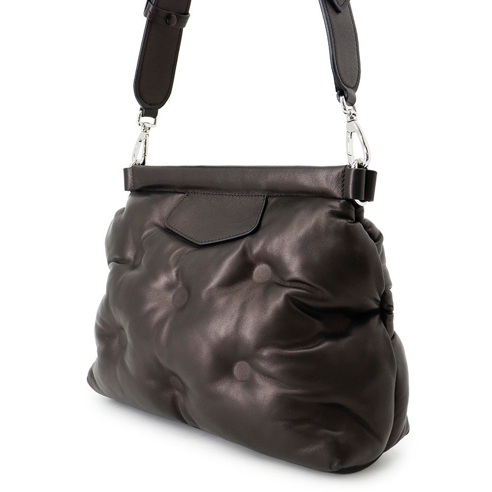 Margiela Glam Slam Classic 2-Way Shoulder Bag BlackSB1WG0028 Quilted Nappa Leather Size Small