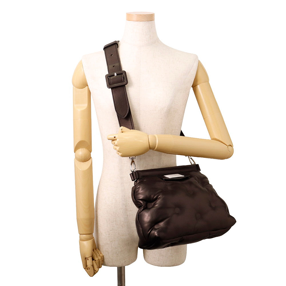 Margiela Glam Slam Classic 2-Way Shoulder Bag BlackSB1WG0028 Quilted Nappa Leather Size Small