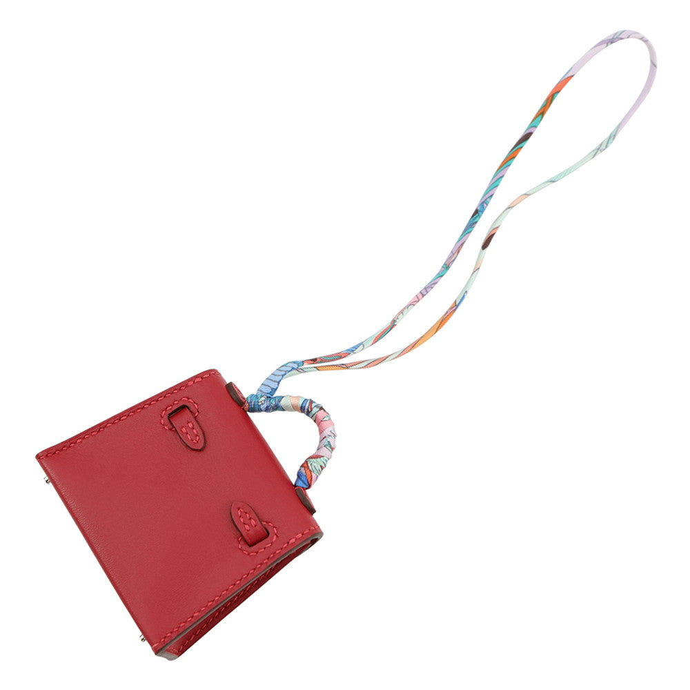 HERMES Kelly Twilly Rouge Vif Tadelakt Leather Silk