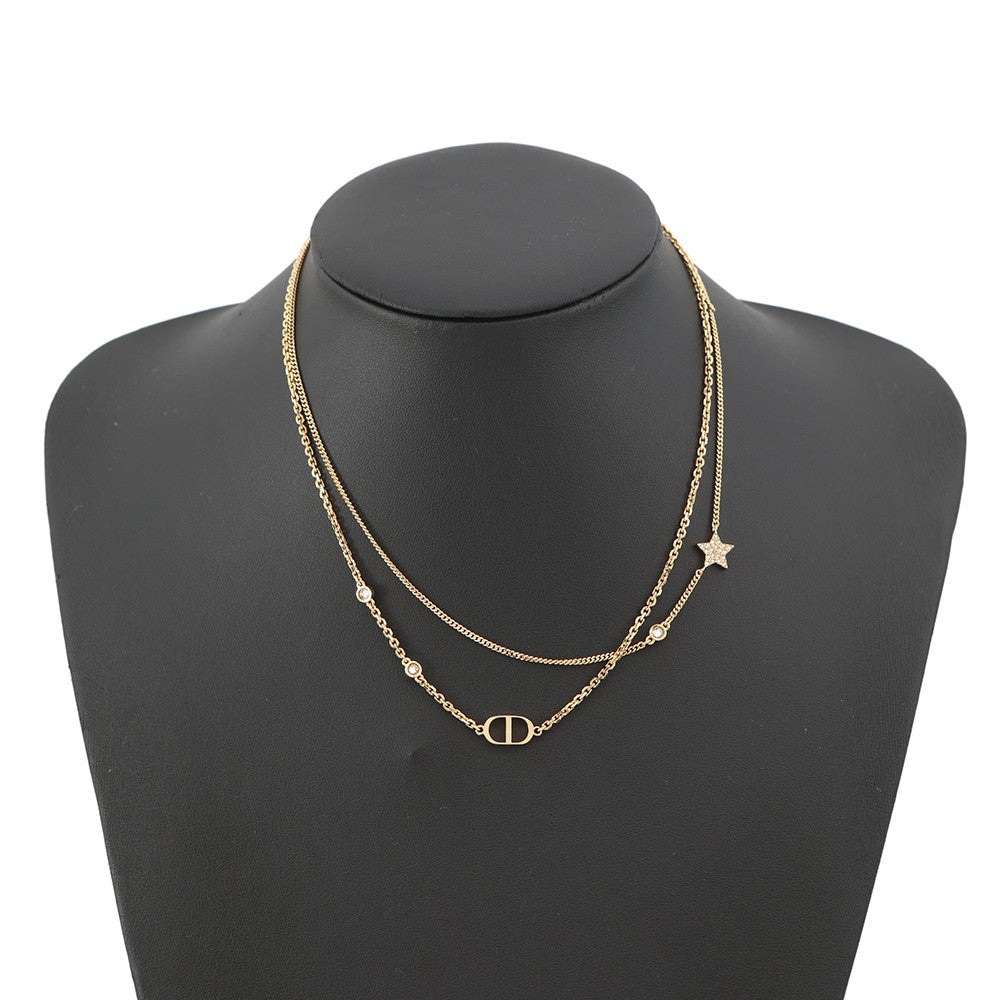 Dior PETIT CD Double Necklace GoldN1155PMTCY Metal Rhinestone