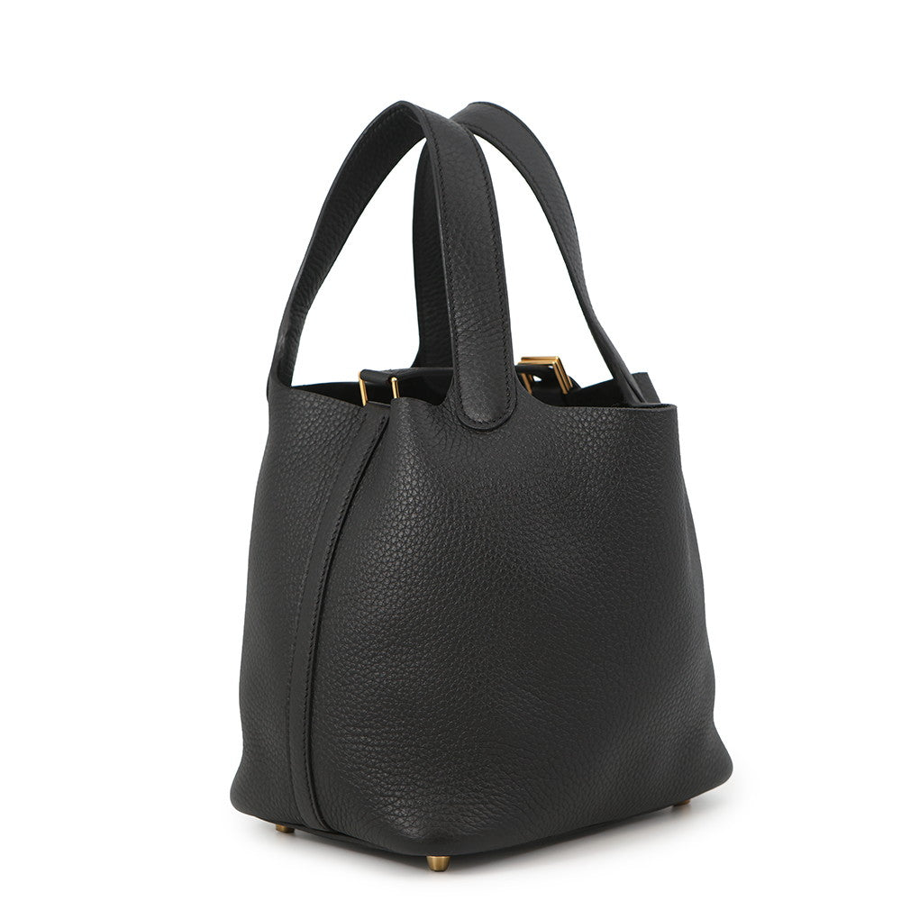 HERMES Picotin Lock Black Taurillon Clemence Size PM