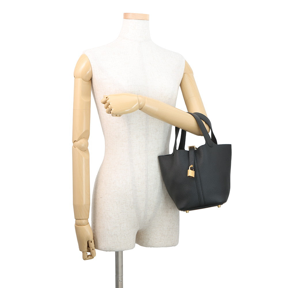 HERMES Picotin Lock Black Taurillon Clemence Size PM