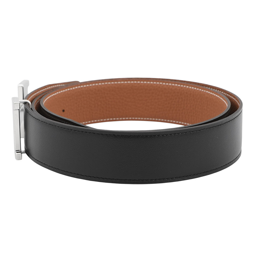 HERMES Constance HBelt Size 100 Black/Gold Box Calf Leather Togo Leather