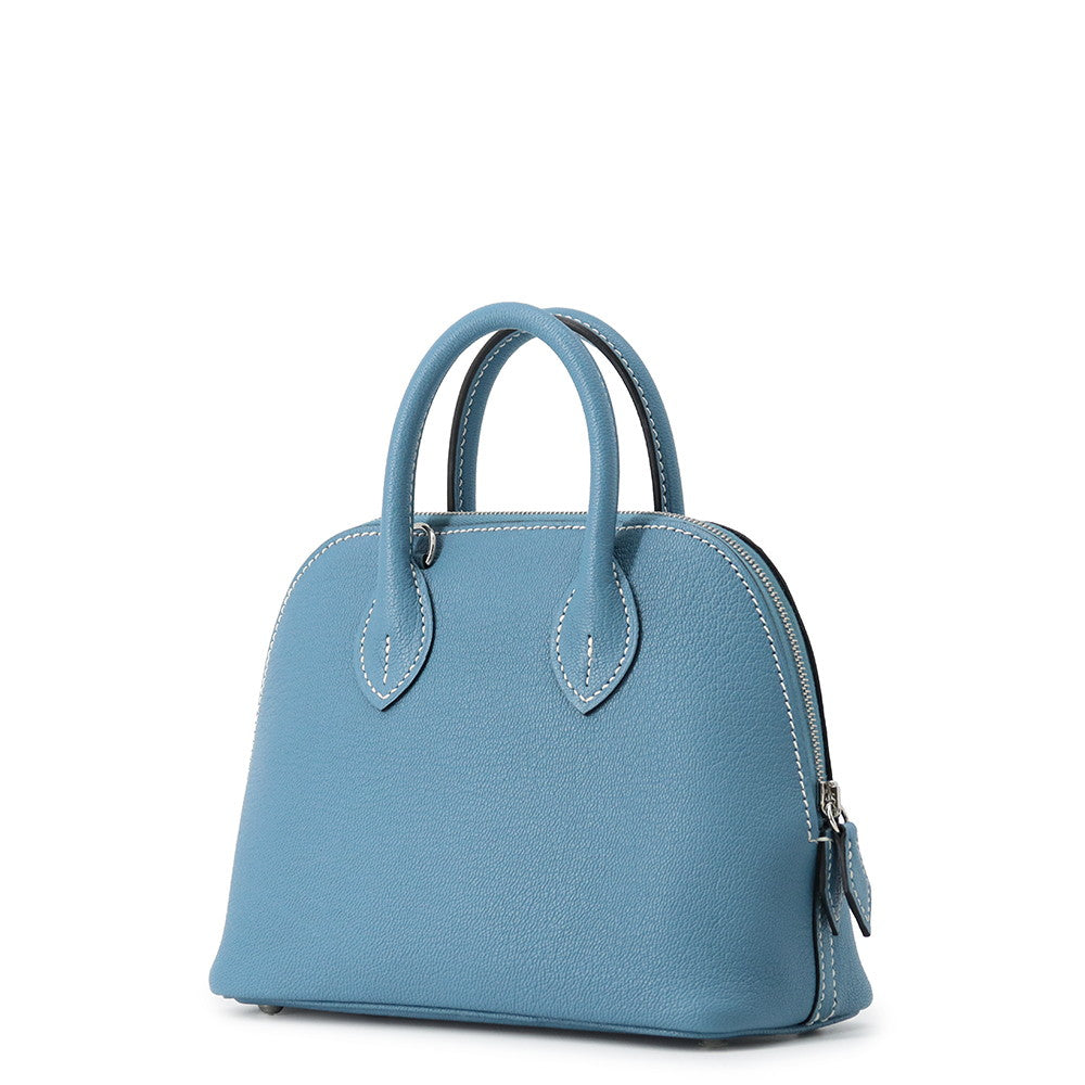 HERMES Bolide 1923 New Blue Jean Chevre Myzore Goatskin Size Mini