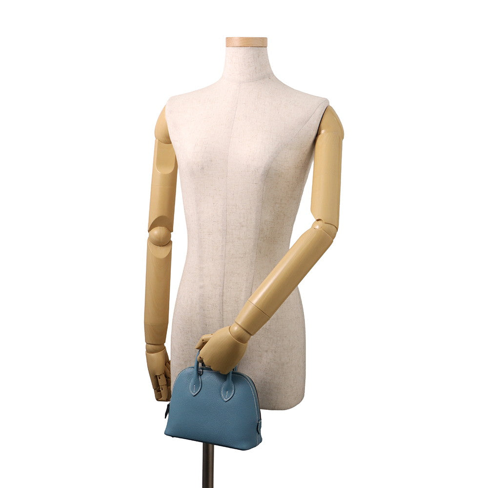 HERMES Bolide 1923 New Blue Jean Chevre Myzore Goatskin Size Mini