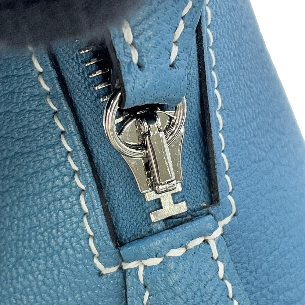 HERMES Bolide 1923 New Blue Jean Chevre Myzore Goatskin Size Mini