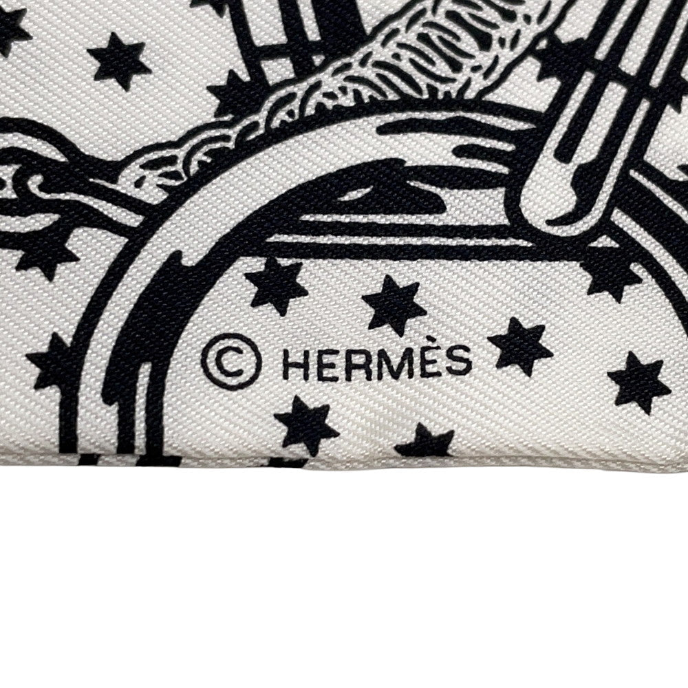 HERMES Twilly Apron Doll Golden Spurs Blanc/Marine/Black Silk100%