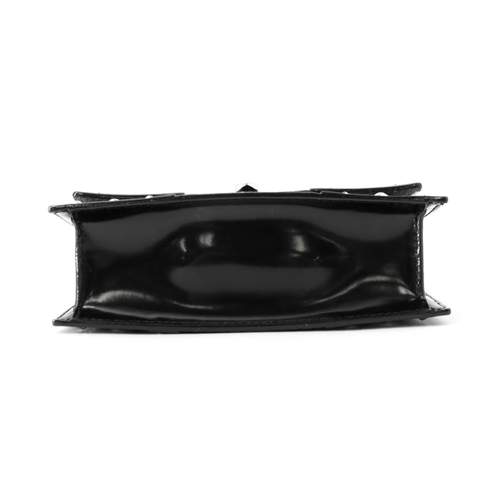 JIMMY CHOO Star Studded Chain Shoulder Bag Black Croco embossed leather