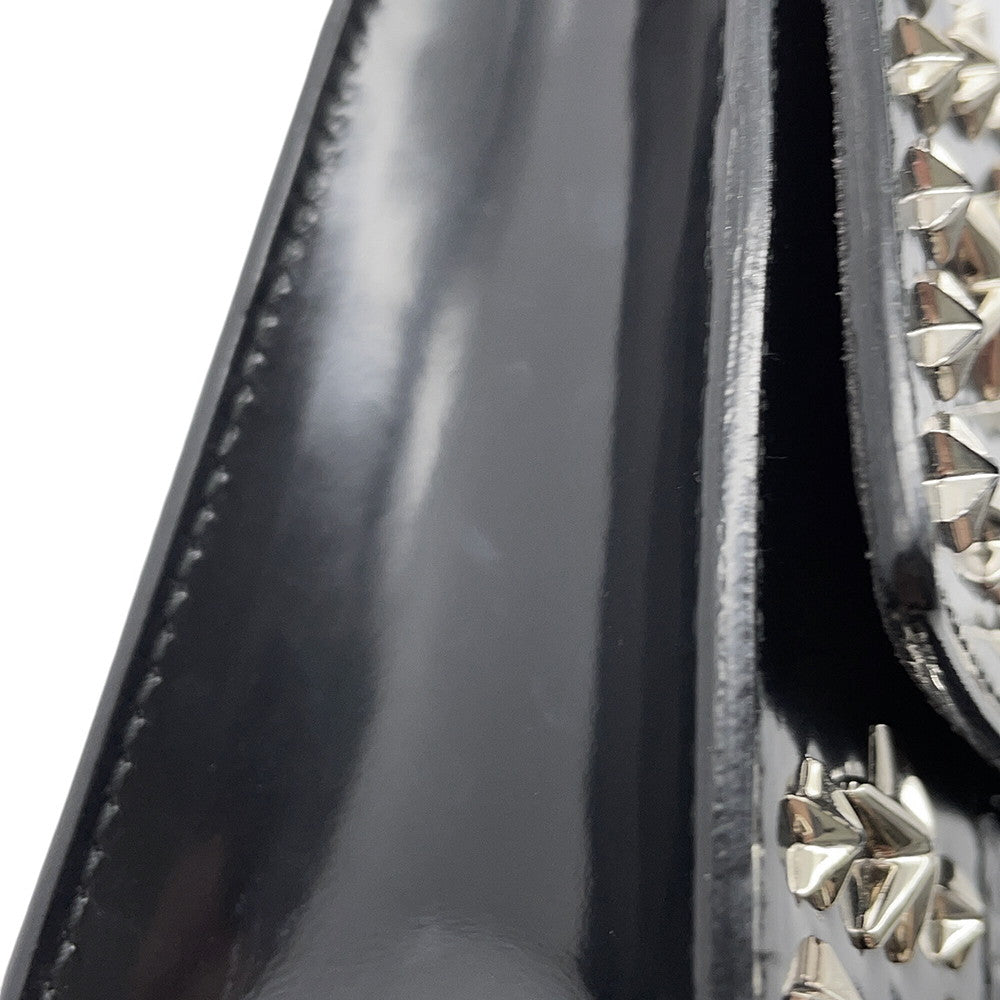 JIMMY CHOO Star Studded Chain Shoulder Bag Black Croco embossed leather
