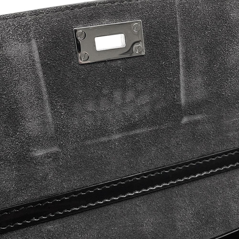JIMMY CHOO Star Studded Chain Shoulder Bag Black Croco embossed leather